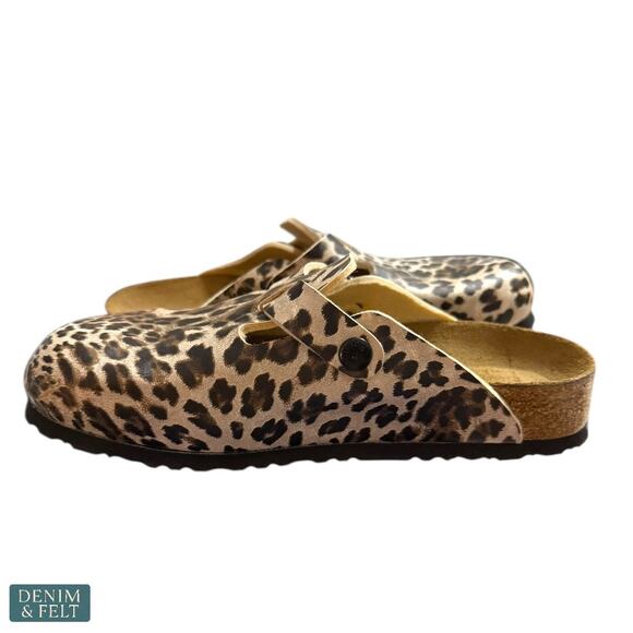 NEW Papillio Birkenstock Boston Leopard Clog Mules Slip On Trendy Modern Style - Picture 3 of 8